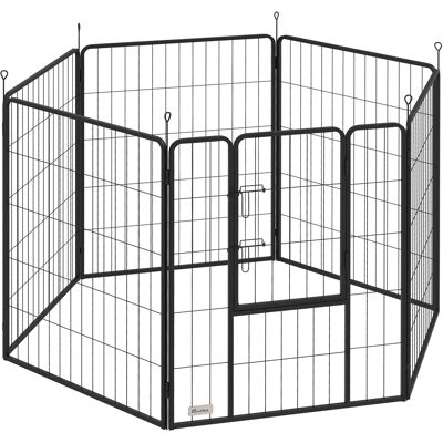 Pawhut Recinto per Cani, 6 Pannelli h 100 cm, con Porta, per Interno ed Esterno Nero Aosom Italy Pawhut Recinto per Cani, 6 Pannelli h 100 cm, con Porta, per Interno ed Esterno Nero Aosom Italy