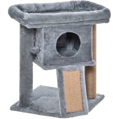 Pawhut Albero per Gatti con Casetta per Gatti e Lettino in Peluche, Tiragraffi in Juta e Pallina, Grigio Aosom Italy Pawhut Albero per Gatti con Casetta per Gatti e Lettino in Peluche, Tiragraffi in Juta e Pallina, Grigio Aosom Italy