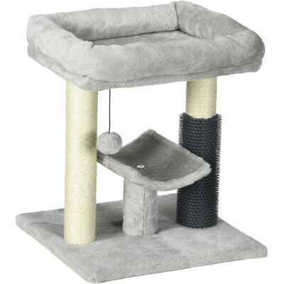 Pawhut Albero Tiragraffi con Lettino, Piattaforma, Spazzola e Palo in Sisal, 40x40x48 cm, Grigio Aosom Italy Pawhut Albero Tiragraffi con Lettino, Piattaforma, Spazzola e Palo in Sisal, 40x40x48 cm, Grigio Aosom Italy