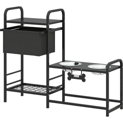 Pawhut Ciotola rialzata per cani Regolabile in altezza Supporto con spazio di stoccaggio Ciotole 2 x 800ml in acciaio inossidabile 89,5x27x74 cm Nero Aosom Italy Pawhut Ciotola rialzata per cani Regolabile in altezza Supporto con spazio di stoccaggio Ciotole 2 x 800ml in acciaio inossidabile 89,5x27x74 cm Nero Aosom Italy