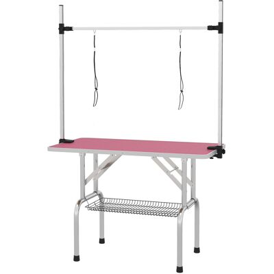Pawhut Tavolo da Toelettatura Pieghevole con Cestello Metallico Barra in Acciaio Inossidabile Regolabile 107x60x164 cm Rosa Aosom Italy Pawhut Tavolo da Toelettatura Pieghevole con Cestello Metallico Barra in Acciaio Inossidabile Regolabile 107x60x164 cm Rosa Aosom Italy