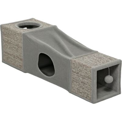 Pawhut Tunnel per gatti da interno, con palla sospesa, ingressi multipli, in sisal 98 x 30 x 30 cm Grigio Aosom Italy Pawhut Tunnel per gatti da interno, con palla sospesa, ingressi multipli, in sisal 98 x 30 x 30 cm Grigio Aosom Italy