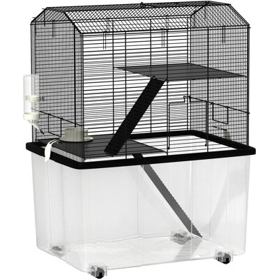 Pawhut Gabbia per criceti gabbia per roditori 3 piani con ruote piattaforma e scala in filo d'acciaio 57 x 43 x 74 cm nero Aosom Italy Pawhut Gabbia per criceti gabbia per roditori 3 piani con ruote piattaforma e scala in filo d'acciaio 57 x 43 x 74 cm nero Aosom Italy