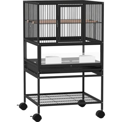 Pawhut Gabbia per Uccelli con Ripiano Inferiore, Vassoio e Griglia Rimovibili, in Acciaio e PP, 48x46x83 cm, Nero Aosom Italy Pawhut Gabbia per Uccelli con Ripiano Inferiore, Vassoio e Griglia Rimovibili, in Acciaio e PP, 48x46x83 cm, Nero Aosom Italy