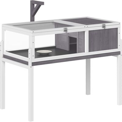 Pawhut Casetta Tartarughe Rialzata con Divisorio, Vassoio Estraibile, in Legno e PS, 104x53x82 cm, Grigio e Bianco Aosom Italy Pawhut Casetta Tartarughe Rialzata con Divisorio, Vassoio Estraibile, in Legno e PS, 104x53x82 cm, Grigio e Bianco Aosom Italy