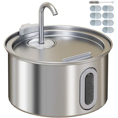 Pawhut Fontanella per Gatto 2.5L con Luce LED e 2 Modalità di Flusso, in Acciaio Inox, 19.4x19.4x18.7 cm, Argento Aosom Italy Pawhut Fontanella per Gatto 2.5L con Luce LED e 2 Modalità di Flusso, in Acciaio Inox, 19.4x19.4x18.7 cm, Argento Aosom Italy