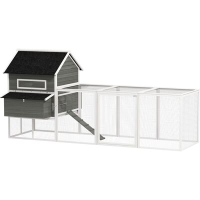 Pawhut Pollaio in legno con recinto cassetta nido tetto bituminoso vassoio estraibile per 8-10 galline 347x160x150 cm Grigio scuro Aosom Italy Pawhut Pollaio in legno con recinto cassetta nido tetto bituminoso vassoio estraibile per 8-10 galline 347x160x150 cm Grigio scuro Aosom Italy
