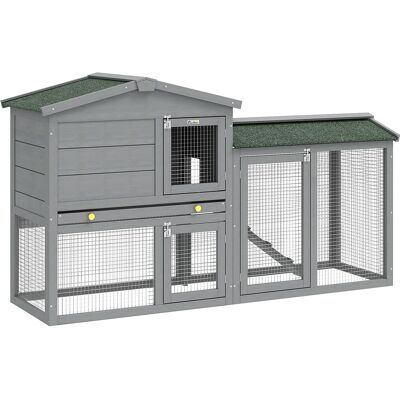 Pawhut Conigliera in Legno a 2 Livelli con Tetto in Asfalto Vassoio Estraibile e Scala per Esterni 150x45x85 cm Grigio Aosom Italy Pawhut Conigliera in Legno a 2 Livelli con Tetto in Asfalto Vassoio Estraibile e Scala per Esterni 150x45x85 cm Grigio Aosom Italy