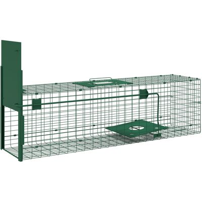 Outsunny Gabbia Trappola per Animali Piccoli con Una Porta e Maniglia, 100x25x28cm cm, Verde Scuro Aosom Italy Outsunny Gabbia Trappola per Animali Piccoli con Una Porta e Maniglia, 100x25x28cm cm, Verde Scuro Aosom Italy