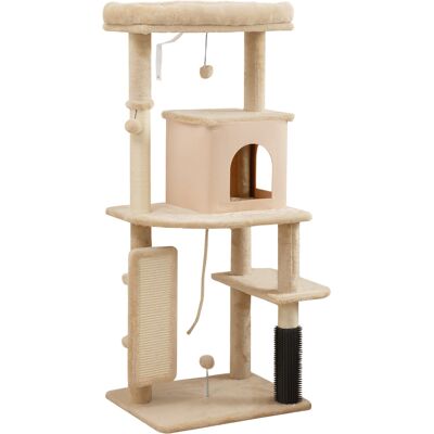 Pawhut Albero per Gatti Multilivello con Casetta, Lettino, Pali Tiragraffi, Spazzola e Pallina, 132 cm, Beige Aosom Italy Pawhut Albero per Gatti Multilivello con Casetta, Lettino, Pali Tiragraffi, Spazzola e Pallina, 132 cm, Beige Aosom Italy