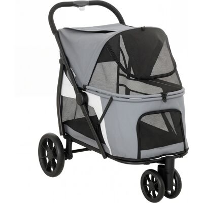 Pawhut Passeggino per cani pieghevole con cuscino lavabile, finestre in rete, 3 ruote, per cani di taglia media fino a 20 kg, Grigio Aosom Italy Pawhut Passeggino per cani pieghevole con cuscino lavabile, finestre in rete, 3 ruote, per cani di taglia media fino a 20 kg, Grigio Aosom Italy