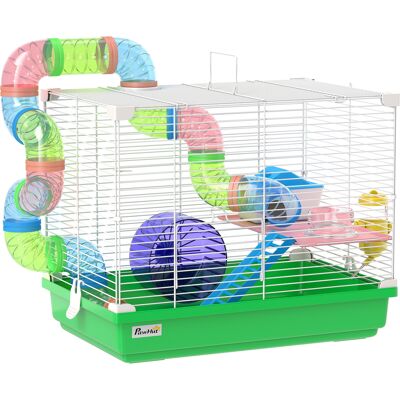 Pawhut Gabbia per Criceti con Tunnel Ciotola Abbeveratoio Casetta Rampa Ruota da Esercizio Vassoio Rimovibile 46x30x37 cm Verde Aosom Italy Pawhut Gabbia per Criceti con Tunnel Ciotola Abbeveratoio Casetta Rampa Ruota da Esercizio Vassoio Rimovibile 46x30x37 cm Verde Aosom Italy