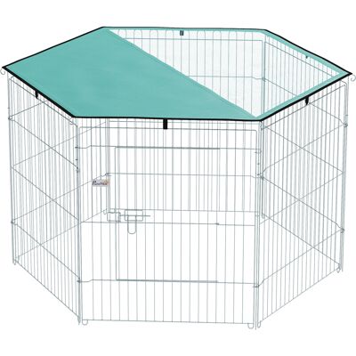 Pawhut Recinto per cani, recinto per cani 6 pannelli con tetto, modulabile e pieghevole, recinto portatile 76H cm con porta argento verde Aosom Italy Pawhut Recinto per cani, recinto per cani 6 pannelli con tetto, modulabile e pieghevole, recinto portatile 76H cm con porta argento verde Aosom Italy