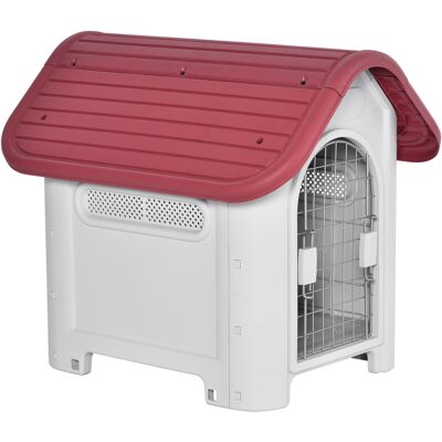 Pawhut Cuccia per cani da esterno e interno doppia porta in metallo e multi-ventilazione 59 x 75 x 66 cm rosso Aosom Italy Pawhut Cuccia per cani da esterno e interno doppia porta in metallo e multi-ventilazione 59 x 75 x 66 cm rosso Aosom Italy