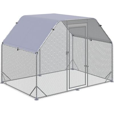 Pawhut Recinto per Galline con telo di copertura per 4-6 polli in acciaio, 280x190x195 cm Aosom Pawhut Recinto per Galline con telo di copertura per 4-6 polli in acciaio, 280x190x195 cm Aosom