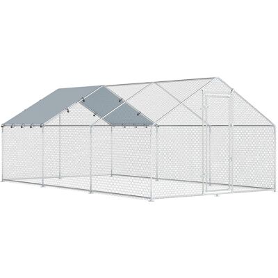 Pawhut Pollaio da Esterno Grande in Acciaio Galvanizzato 5,1x3x1,9 m 15,3 m² con Copertura in Tessuto Oxford e Serratura, Argento Aosom Italy Pawhut Pollaio da Esterno Grande in Acciaio Galvanizzato 5,1x3x1,9 m 15,3 m² con Copertura in Tessuto Oxford e Serratura, Argento Aosom Italy