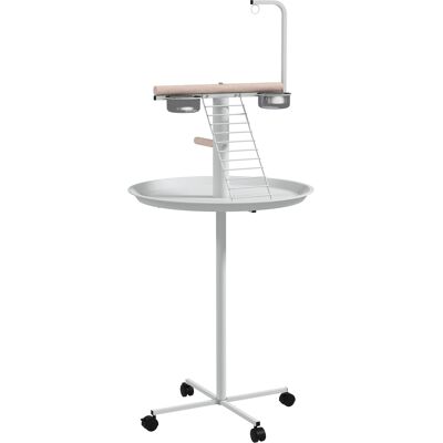 Pawhut Posatoio libero per pappagalli con posatoio e 1 scala, 1 altalena e ciotole, 60x60x138 cm, Bianco e Naturale Aosom Italy Pawhut Posatoio libero per pappagalli con posatoio e 1 scala, 1 altalena e ciotole, 60x60x138 cm, Bianco e Naturale Aosom Italy