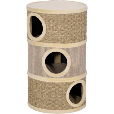 Pawhut Tiragraffi a barile, barile a 3 piani per gatti con corda in sisal, 45x45x79 cm, Khaki e Marrone Aosom Italy Pawhut Tiragraffi a barile, barile a 3 piani per gatti con corda in sisal, 45x45x79 cm, Khaki e Marrone Aosom Italy