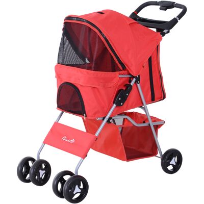 Pawhut Passeggino Pieghevole con finestre a rete, Cestino e portabicchieri per Cani Gatti e Animali Domestici, 75x46x94 cm, Rosso Aosom Italy Pawhut Passeggino Pieghevole con finestre a rete, Cestino e portabicchieri per Cani Gatti e Animali Domestici, 75x46x94 cm, Rosso Aosom Italy