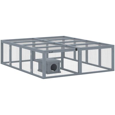 Pawhut Recinto per Conigli in Legno con 2 Porte Cuccia Riparo per 2-4 Conigli Nani 180,4 x 150 x 48 cm Grigio Aosom Italy Pawhut Recinto per Conigli in Legno con 2 Porte Cuccia Riparo per 2-4 Conigli Nani 180,4 x 150 x 48 cm Grigio Aosom Italy