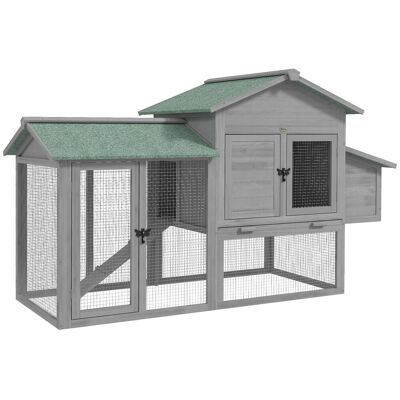 Pawhut Pollaio in legno Casa per galline con recinto esterno nido rampa vassoio estraibile per 2-4 galline 168x75x103cm Grau Aosom Italy Pawhut Pollaio in legno Casa per galline con recinto esterno nido rampa vassoio estraibile per 2-4 galline 168x75x103cm Grau Aosom Italy