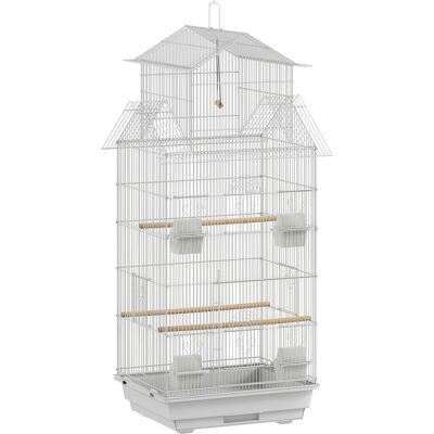Pawhut Gabbia per Uccelli in Acciaio con Mangiatoie, Posatoi, Altalena e Vassoio Estraibile, 50,5x41x104 cm, Bianco Aosom Italy Pawhut Gabbia per Uccelli in Acciaio con Mangiatoie, Posatoi, Altalena e Vassoio Estraibile, 50,5x41x104 cm, Bianco Aosom Italy
