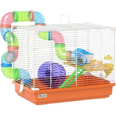 Pawhut Gabbia per Criceti con Tunnel Ciotola Abbeveratoio Casetta Rampa Ruota per Esercizio Vassoio Estraibile 46x30x37 cm Arancione Aosom Italy Pawhut Gabbia per Criceti con Tunnel Ciotola Abbeveratoio Casetta Rampa Ruota per Esercizio Vassoio Estraibile 46x30x37 cm Arancione Aosom Italy