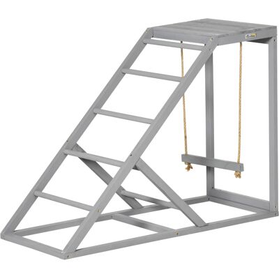 Pawhut Posatoio in legno per gallina, area giochi in legno per galline con altalena, scala, piattaforma, 96 x 40 x 71 cm, grigio Aosom Italy Pawhut Posatoio in legno per gallina, area giochi in legno per galline con altalena, scala, piattaforma, 96 x 40 x 71 cm, grigio Aosom Italy