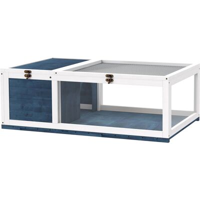 Pawhut Casa recinto gabbia habitat per piccoli animali tartarughe con 2 spazi 91 x 60,5 x 32 cm legno massiccio blu Aosom Italy Pawhut Casa recinto gabbia habitat per piccoli animali tartarughe con 2 spazi 91 x 60,5 x 32 cm legno massiccio blu Aosom Italy