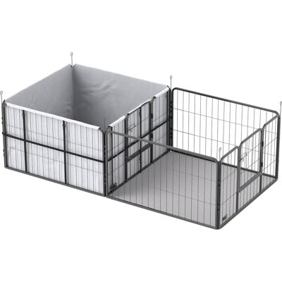 Pawhut Box maternità per cuccioli, recinto per cuccioli con 7 pannelli, 2 sezioni, tappetino lavabile, 203x102x60cm Nero Aosom Italy Pawhut Box maternità per cuccioli, recinto per cuccioli con 7 pannelli, 2 sezioni, tappetino lavabile, 203x102x60cm Nero Aosom Italy