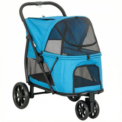 Pawhut Passeggino per Cani Pieghevole con 3 Ruote Finestre in Rete Cuscino Lavabile Fuoristrada Portata 20 kg 92x63x95 cm Blu Aosom Italy Pawhut Passeggino per Cani Pieghevole con 3 Ruote Finestre in Rete Cuscino Lavabile Fuoristrada Portata 20 kg 92x63x95 cm Blu Aosom Italy