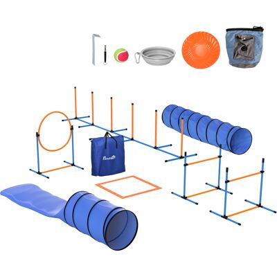 Pawhut Agility Set per cani 11 pezzi Attrezzatura Agility per cani con 2 tunnel Altezza regolabile Cerchio da salto & Ostacoli Pali slalom Aosom Italy Pawhut Agility Set per cani 11 pezzi Attrezzatura Agility per cani con 2 tunnel Altezza regolabile Cerchio da salto & Ostacoli Pali slalom Aosom Italy