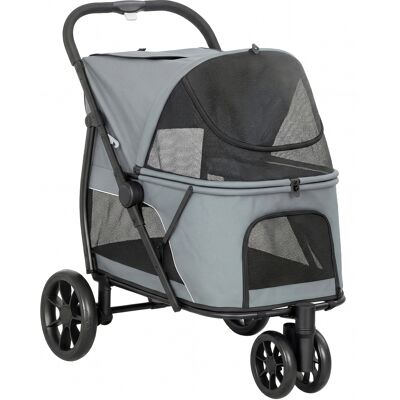 Pawhut Passeggino per Cani Pieghevole con 3 Ruote Finestre in Rete Cuscino Lavabile Tutto Terreno Portata 20 kg 92x63x95 cm Grigio Aosom Italy Pawhut Passeggino per Cani Pieghevole con 3 Ruote Finestre in Rete Cuscino Lavabile Tutto Terreno Portata 20 kg 92x63x95 cm Grigio Aosom Italy