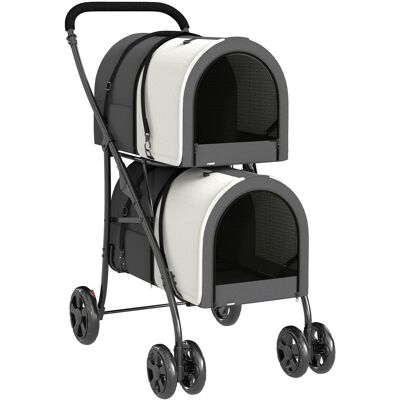 Pawhut Passeggino Doppio per Cani Gatti Pieghevole con 2 Trasportini Rimovibili con Cintura e Cuscini 66x50x98cm Grigio Scuro Aosom Italy Pawhut Passeggino Doppio per Cani Gatti Pieghevole con 2 Trasportini Rimovibili con Cintura e Cuscini 66x50x98cm Grigio Scuro Aosom Italy