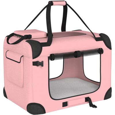 Pawhut Trasportino per Cani Pieghevole con Finestre in Rete, Cuscino Morbido e 2 Maniglie, per Mini Cani e Gatti, 60x41,5x41 cm, Rosa Aosom Italy Pawhut Trasportino per Cani Pieghevole con Finestre in Rete, Cuscino Morbido e 2 Maniglie, per Mini Cani e Gatti, 60x41,5x41 cm, Rosa Aosom Italy