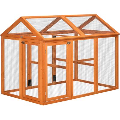 Pawhut Gabbia per Galline in Legno con Porte Multiple e Rete in Metallo, 140x88.5x106cm, Arancione Aosom Pawhut Gabbia per Galline in Legno con Porte Multiple e Rete in Metallo, 140x88.5x106cm, Arancione Aosom