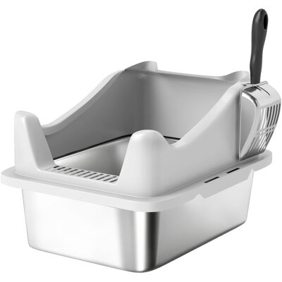 Pawhut Lettiera in Acciaio Inossidabile, Cassettina Igienica per Gatto, Bordi Alti, Facile da Pulire, 43,1x33,2x25,4 cm, Grigio Aosom Italy Pawhut Lettiera in Acciaio Inossidabile, Cassettina Igienica per Gatto, Bordi Alti, Facile da Pulire, 43,1x33,2x25,4 cm, Grigio Aosom Italy