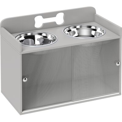 Pawhut Ciotola per cani con 2 ciotole e armadietto, Stazione alimentazione rialzata, 60x30x46 cm, Grigio Aosom Italy Pawhut Ciotola per cani con 2 ciotole e armadietto, Stazione alimentazione rialzata, 60x30x46 cm, Grigio Aosom Italy