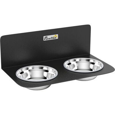 Pawhut Ciotola da parete per cani regolabile con 2 ciotole da 800 ml, 42x23,5x14 cm, Nero Aosom Italy Pawhut Ciotola da parete per cani regolabile con 2 ciotole da 800 ml, 42x23,5x14 cm, Nero Aosom Italy