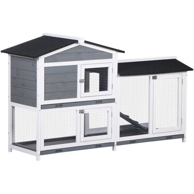 Pawhut Conigliera Gabbia per Conigli con Recinto Rampa Piccolo Animale in Legno a 2 Piani Vassoio 157,4x53x93,5cm Grigio Aosom Italy Pawhut Conigliera Gabbia per Conigli con Recinto Rampa Piccolo Animale in Legno a 2 Piani Vassoio 157,4x53x93,5cm Grigio Aosom Italy