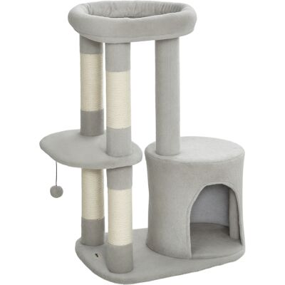Pawhut Tiragraffi torre giochi per gatti con grattatoi, piattaforma, cuccia, pallina, tessuto in peluche, 60 x 45 x 90 cm, grigio chiaro Aosom Italy Pawhut Tiragraffi torre giochi per gatti con grattatoi, piattaforma, cuccia, pallina, tessuto in peluche, 60 x 45 x 90 cm, grigio chiaro Aosom Italy