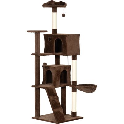 Pawhut Albero Tiragraffi per Gatti 180 cm con Piattaforme Letto 2 Tane Amaca Scala Pali in Sisal Marrone Aosom Italy Pawhut Albero Tiragraffi per Gatti 180 cm con Piattaforme Letto 2 Tane Amaca Scala Pali in Sisal Marrone Aosom Italy
