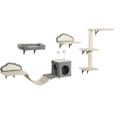 Pawhut Set tiragraffi da parete, superfici in sisal, 4 pezzi, per 1-3 gatti, Beige Aosom Italy Pawhut Set tiragraffi da parete, superfici in sisal, 4 pezzi, per 1-3 gatti, Beige Aosom Italy