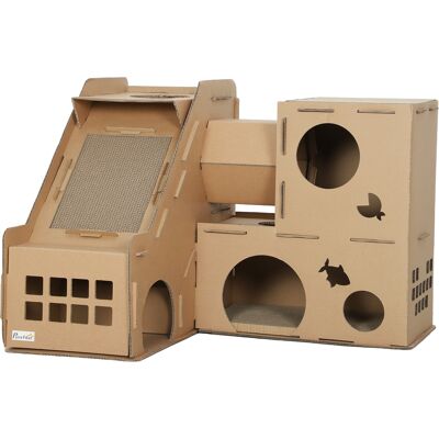 Pawhut Casa per Gatti in Cartone Forma Castello 2 Livelli con 3 Zone di Graffiatura Tunnel Rampa Include Erba per Gatti Marrone Aosom Italy Pawhut Casa per Gatti in Cartone Forma Castello 2 Livelli con 3 Zone di Graffiatura Tunnel Rampa Include Erba per Gatti Marrone Aosom Italy