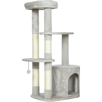 Pawhut Tiragraffi 114 cm Torre per gatti con cuccia, pali in sisal, piattaforme, multistrato per gatti di taglia media fino a 6 kg, Grigio chiaro Aosom Italy Pawhut Tiragraffi 114 cm Torre per gatti con cuccia, pali in sisal, piattaforme, multistrato per gatti di taglia media fino a 6 kg, Grigio chiaro Aosom Italy