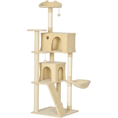 Pawhut Tiragraffi per Gatti 180 cm con Piattaforme Letto 2 Cuccie Amaca Scala Pali in Sisal Beige Aosom Italy Pawhut Tiragraffi per Gatti 180 cm con Piattaforme Letto 2 Cuccie Amaca Scala Pali in Sisal Beige Aosom Italy