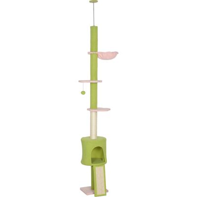 Pawhut Tiragraffi da pavimento a soffitto 5 livelli altezza regolabile 220-240 cm piattaforme a fiore con grattatoio cuccia amaca verde Aosom Italy Pawhut Tiragraffi da pavimento a soffitto 5 livelli altezza regolabile 220-240 cm piattaforme a fiore con grattatoio cuccia amaca verde Aosom Italy