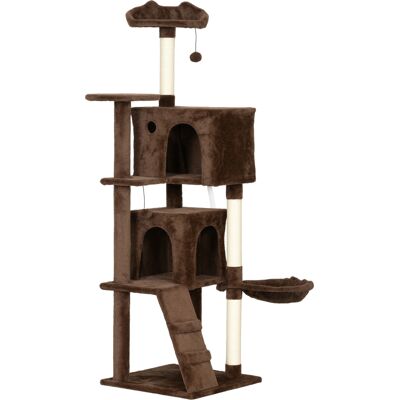Pawhut Tiragraffi per Gatti 160 cm con Piattaforme Cuccia 2 Tane Amaca Scala Pali in Sisal Marrone Aosom Italy Pawhut Tiragraffi per Gatti 160 cm con Piattaforme Cuccia 2 Tane Amaca Scala Pali in Sisal Marrone Aosom Italy