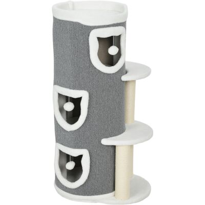 Pawhut Torre per Gatti a 4 Livelli, Albero Tiragraffi Stabile con Pali in Sisal e Bordo in Peluche, 2 Piattaforme, 50x36x101 cm, Grigio Aosom Italy Pawhut Torre per Gatti a 4 Livelli, Albero Tiragraffi Stabile con Pali in Sisal e Bordo in Peluche, 2 Piattaforme, 50x36x101 cm, Grigio Aosom Italy
