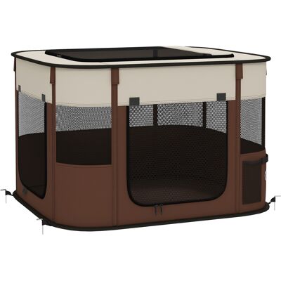 Pawhut Box per Animali con 6 Finestre, 3 Porte e 2 Borse Portaoggetti, Poliestere e Acciaio, 74x60x45 cm, Marrone Aosom Italy Pawhut Box per Animali con 6 Finestre, 3 Porte e 2 Borse Portaoggetti, Poliestere e Acciaio, 74x60x45 cm, Marrone Aosom Italy